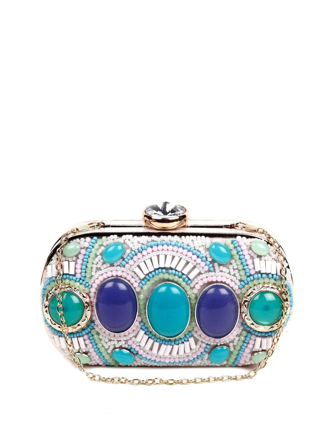 odette women silver-toned embellished structured sling bag