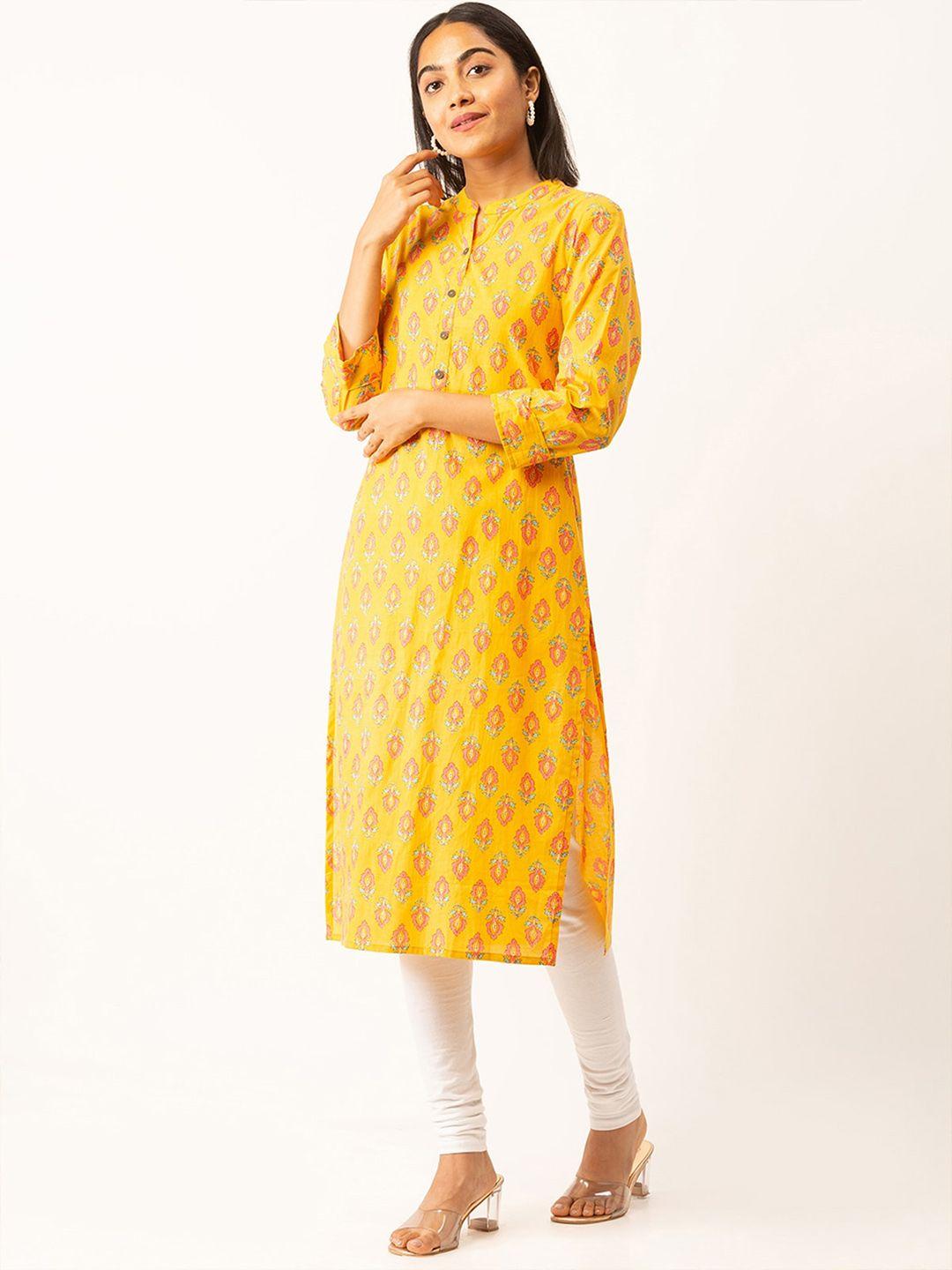 odette women yellow printed kurta