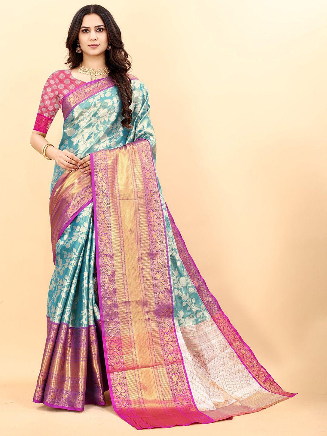 odette woven design zari silk blend kanjeevaram saree