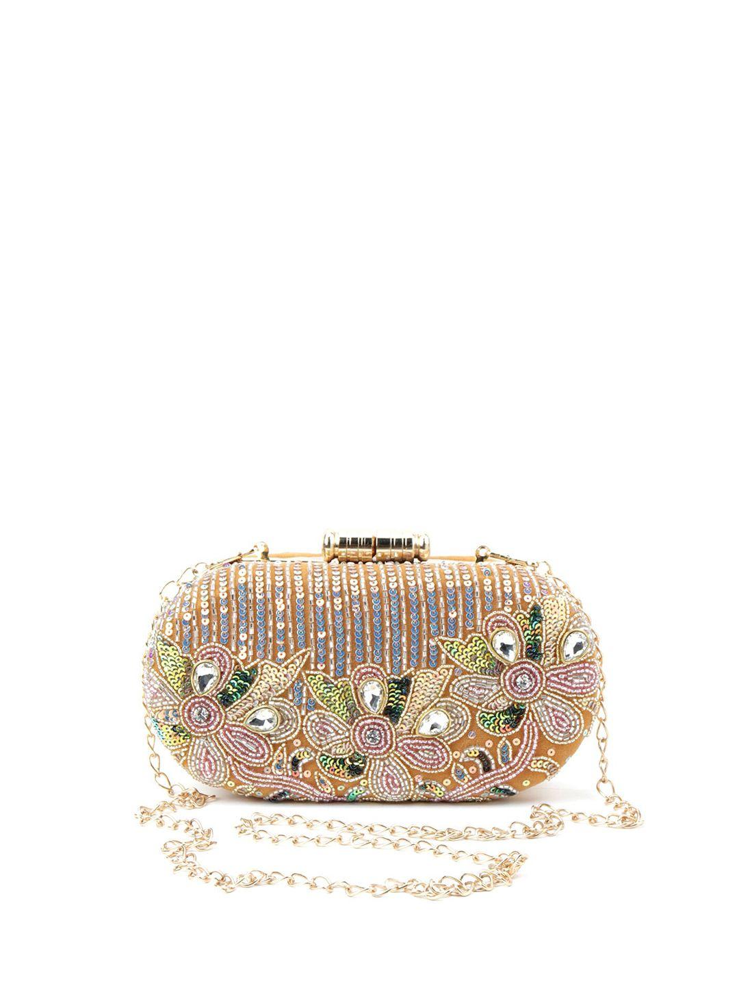 odette yellow & green embellished box clutch