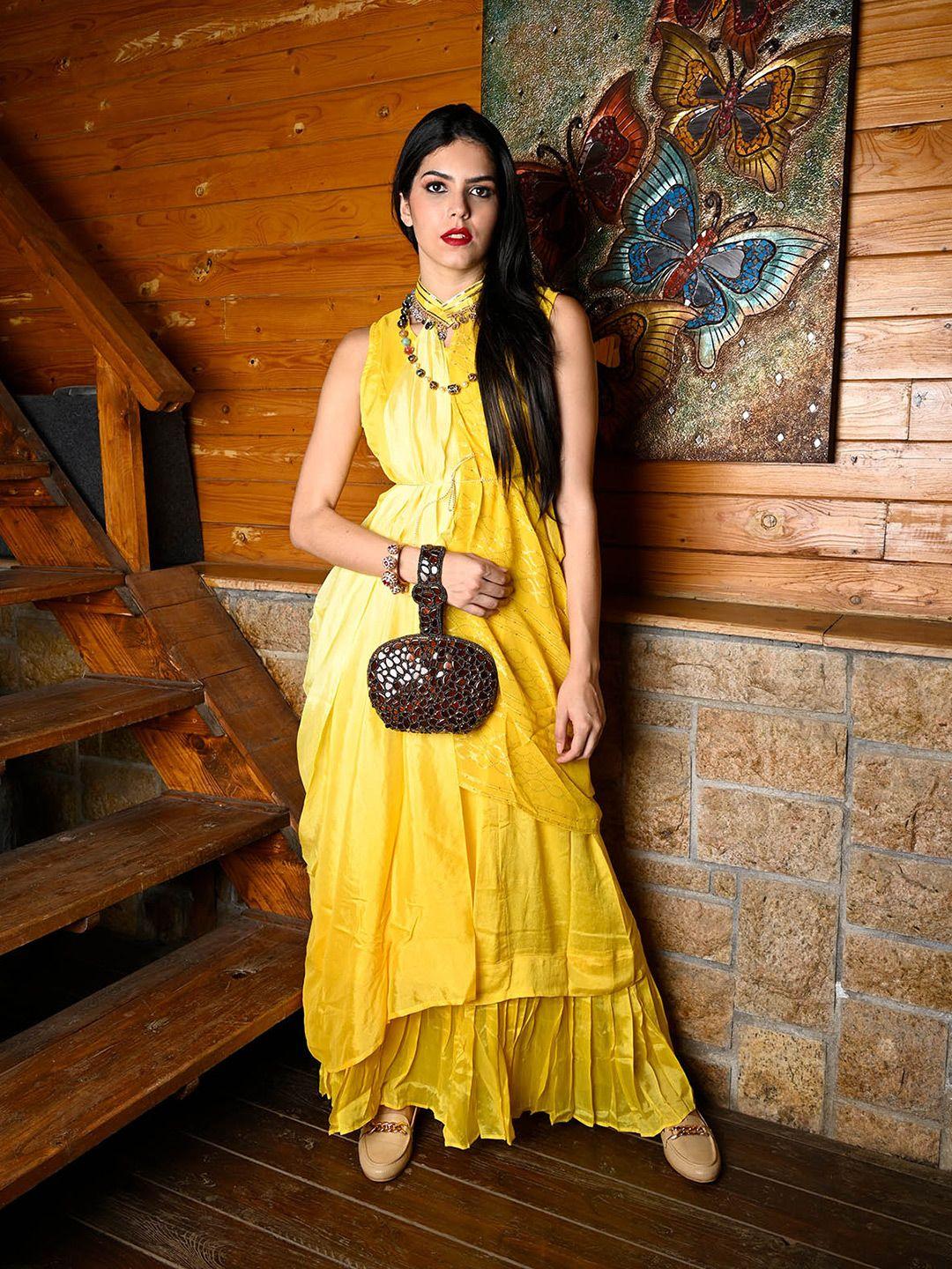 odette yellow crepe maxi dress