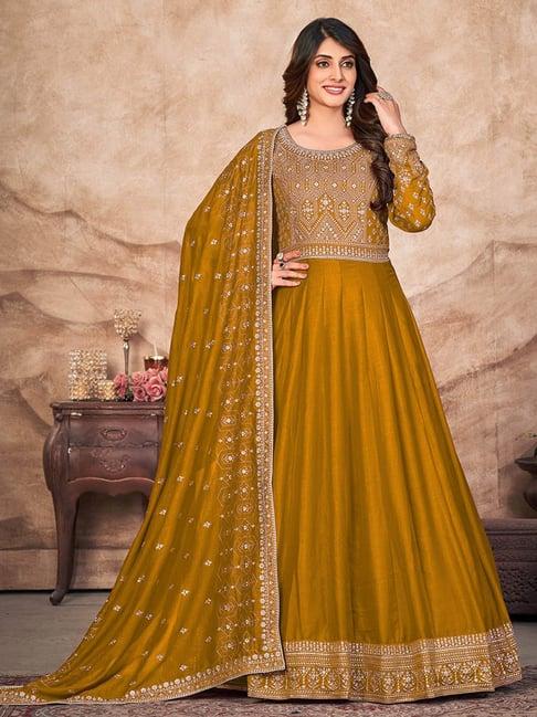 odette yellow embroidered unstitched dress material