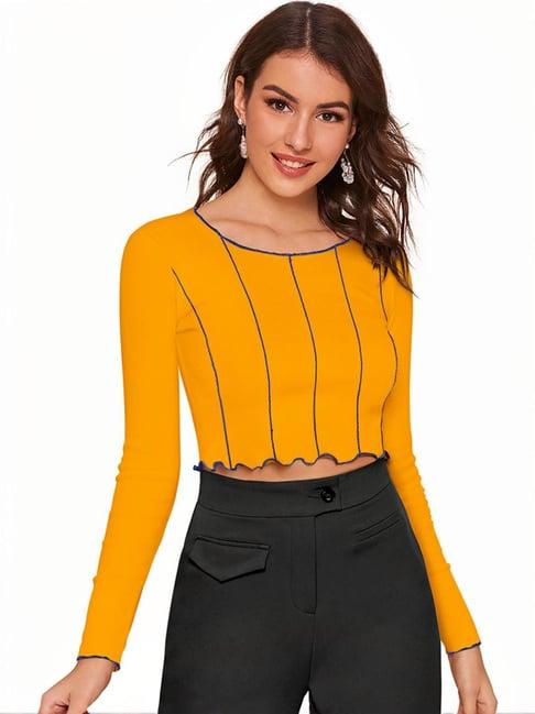 odette yellow striped crop top