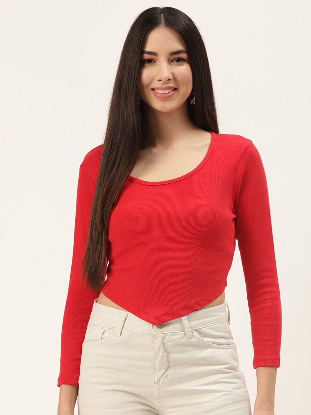 off label red striped high-low top