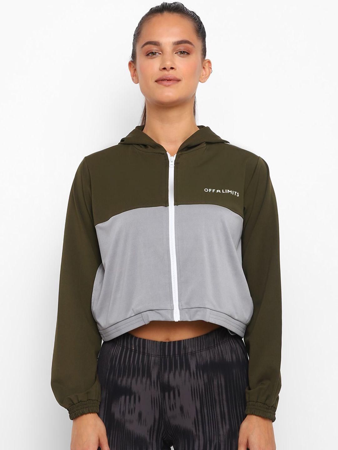 off limits colourblocked hooded crop sporty jacket