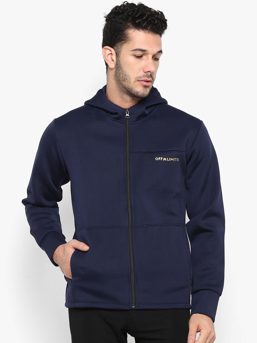 off limits men navy blue solid hooded sweatshirt
