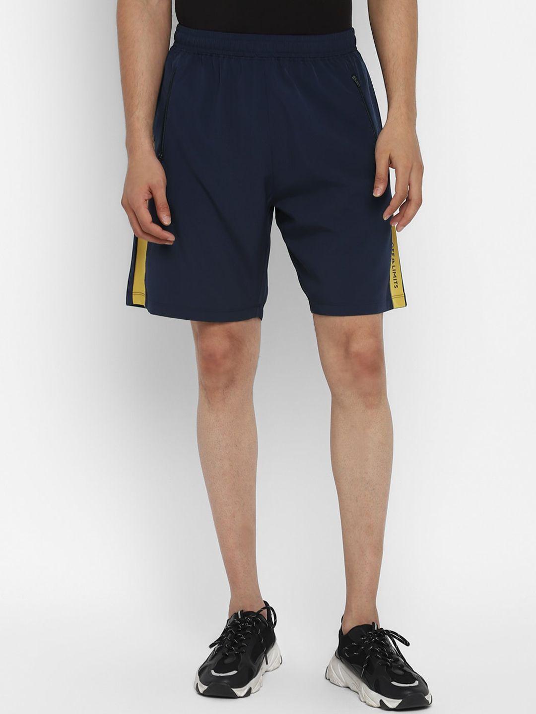 off limits men navy blue solid regular fit sports shorts