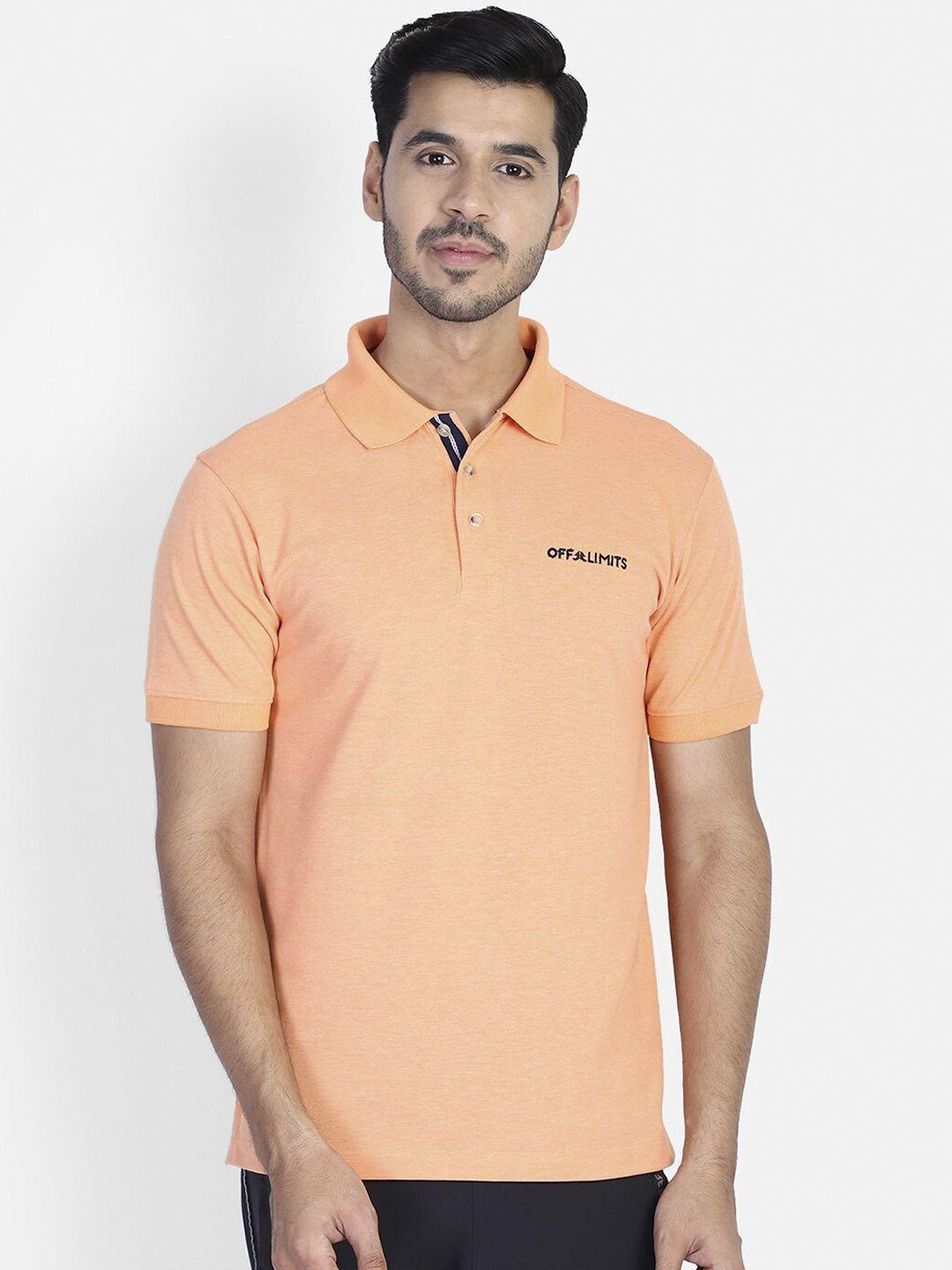 off limits men orange solid polo collar t-shirt