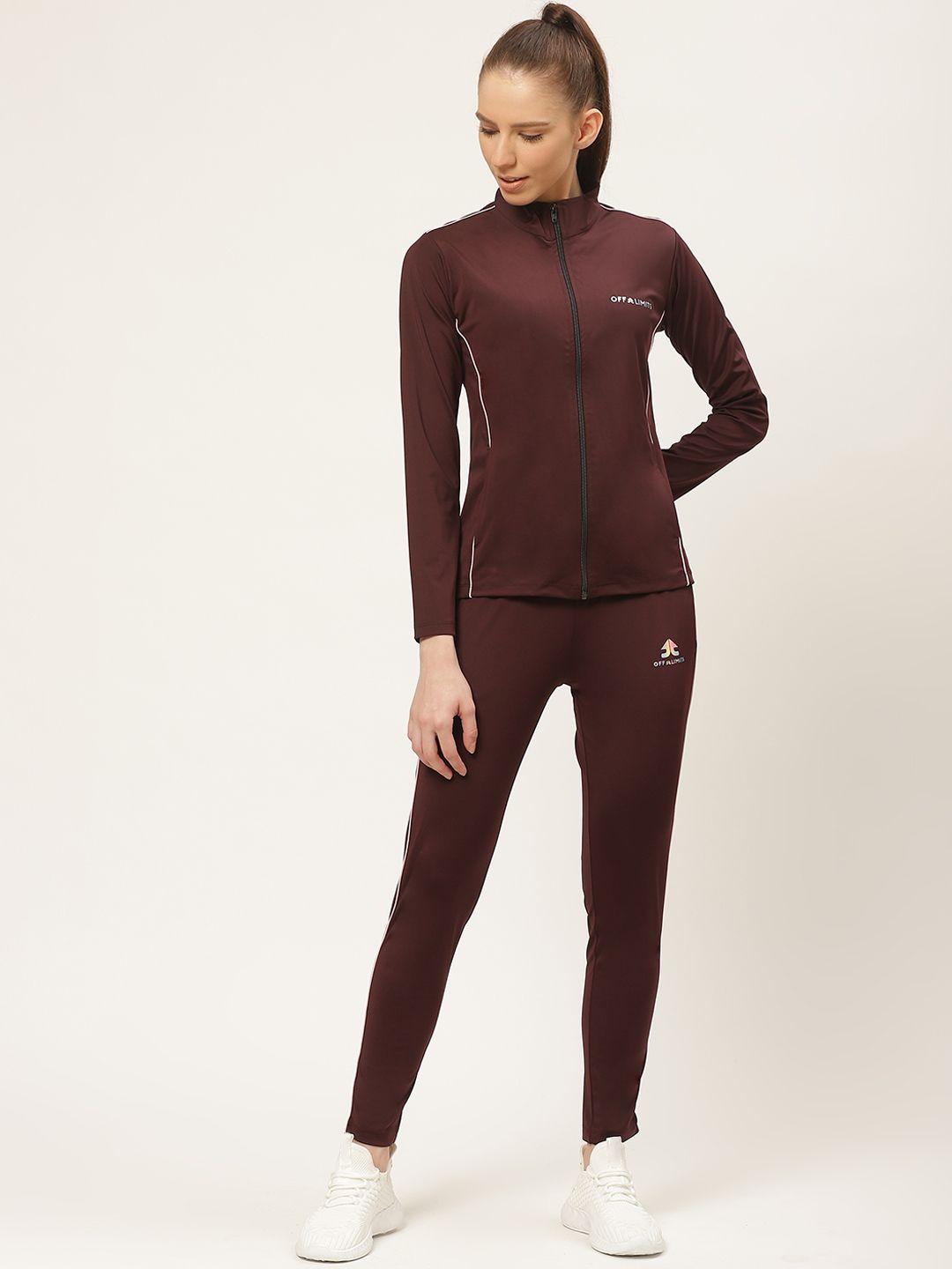off limits women burgundy solid tracksuit