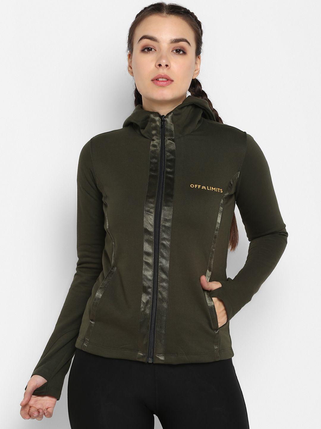 off limits women olive green solid sporty jacket