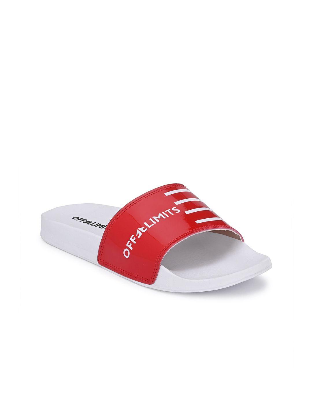 off limits women red & white printed sliders