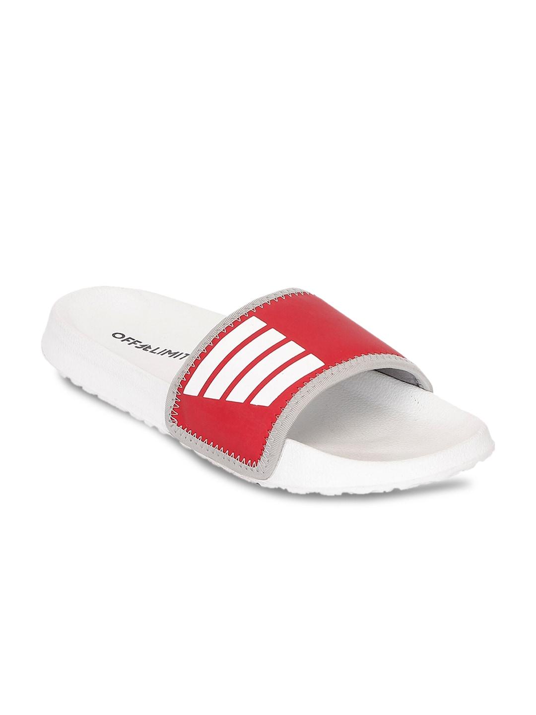 off limits women red & white striped sliders