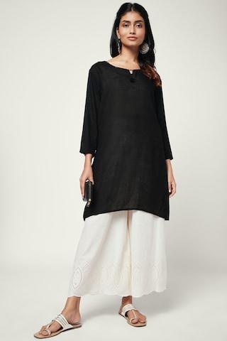 off white embroidered ankle-length casual women regular fit palazzo