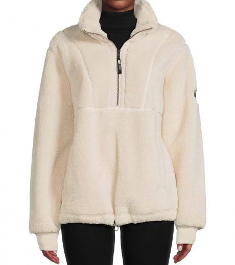 off white faux sherpa quarter zip pullover