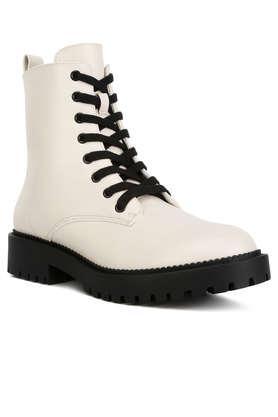 off white forter lace up women's boots - off white
