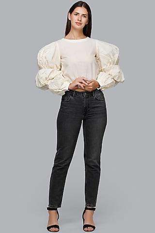 off white gota embroidered brocade blouse