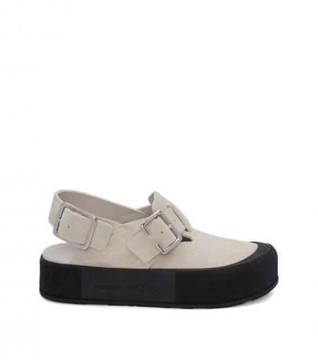 off white leather sabot sandals
