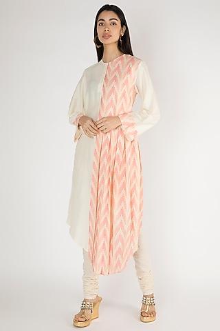 off white pre-pleated printed tunic
