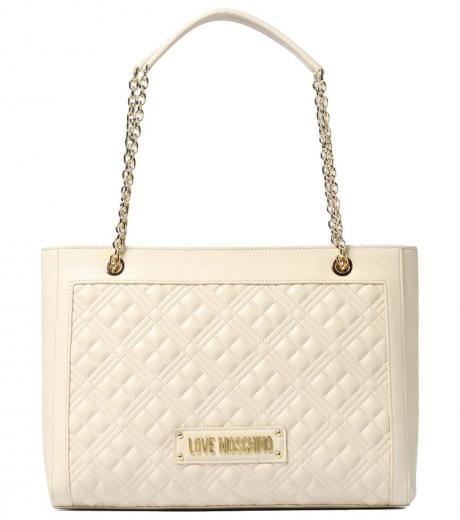 off white quilted large tote