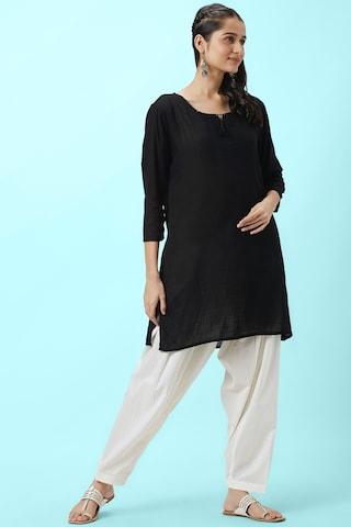 off white solid full length casual women regular fit salwar