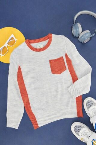 off white stripe casual full sleeves crew neck boys regular fit sweater