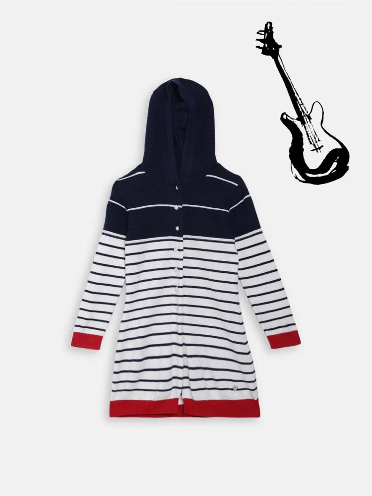 off white striped hooded sweater