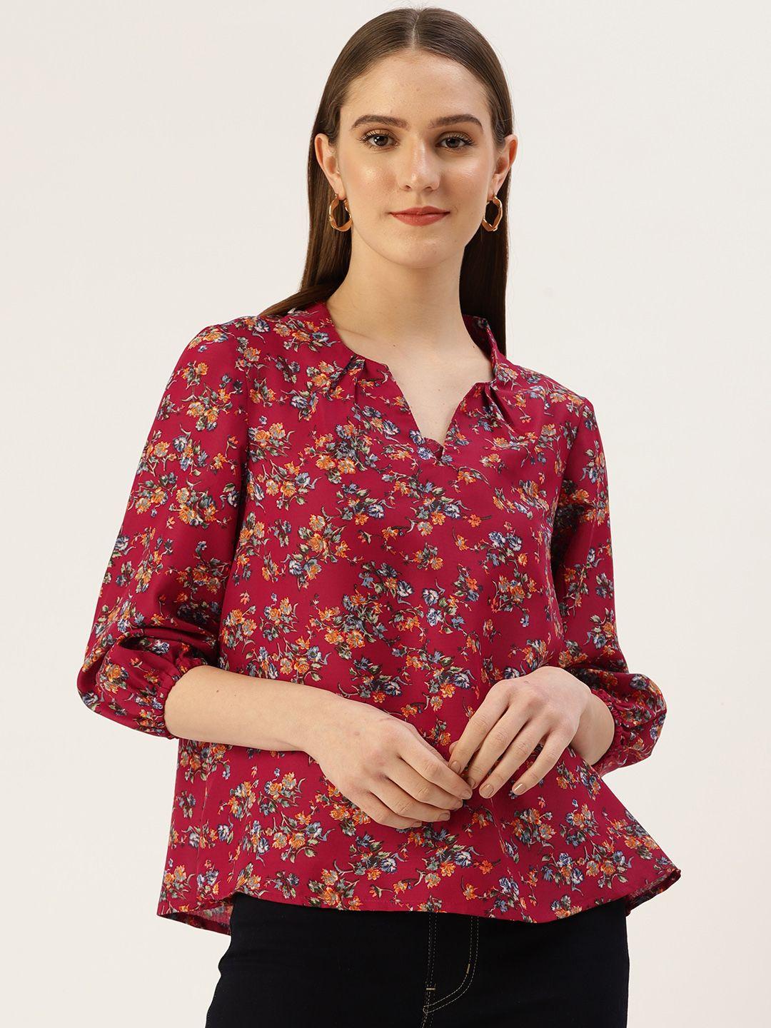 off label red floral top