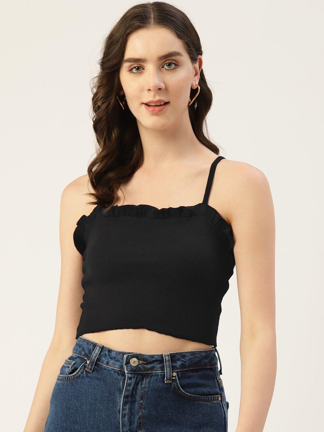 off label ribbed ruffled crop top