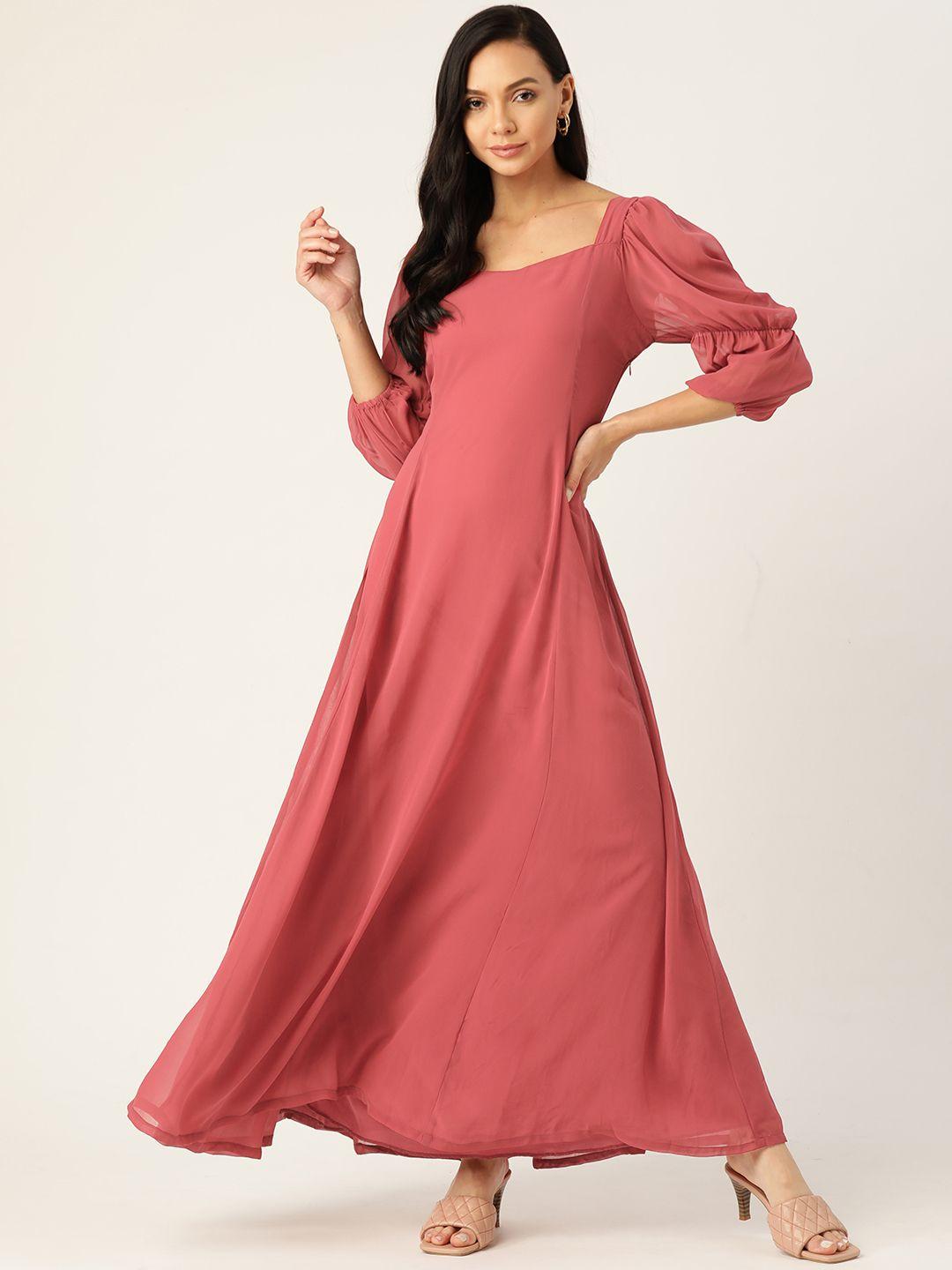 off label rose puff sleeves maxi dress