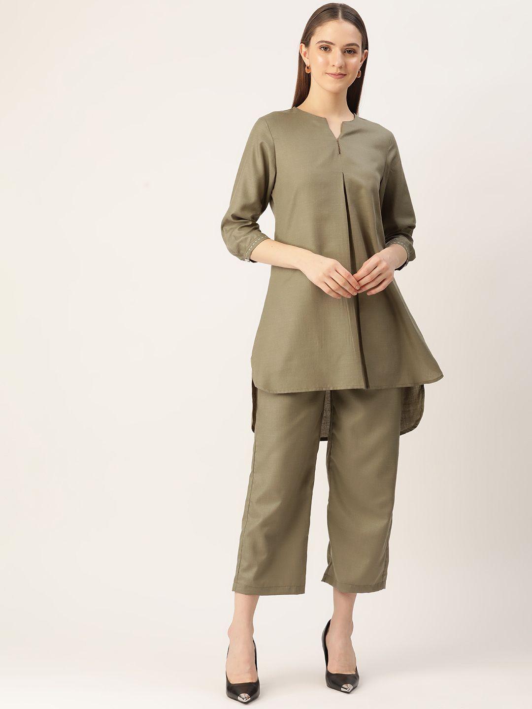 off label women grey solid co-ords