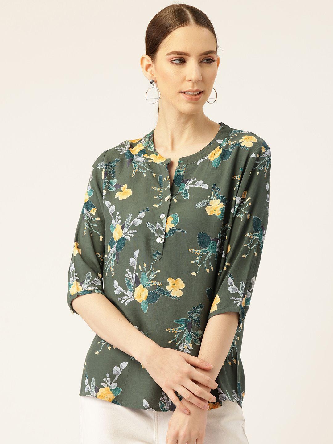 off label women olive green printed top