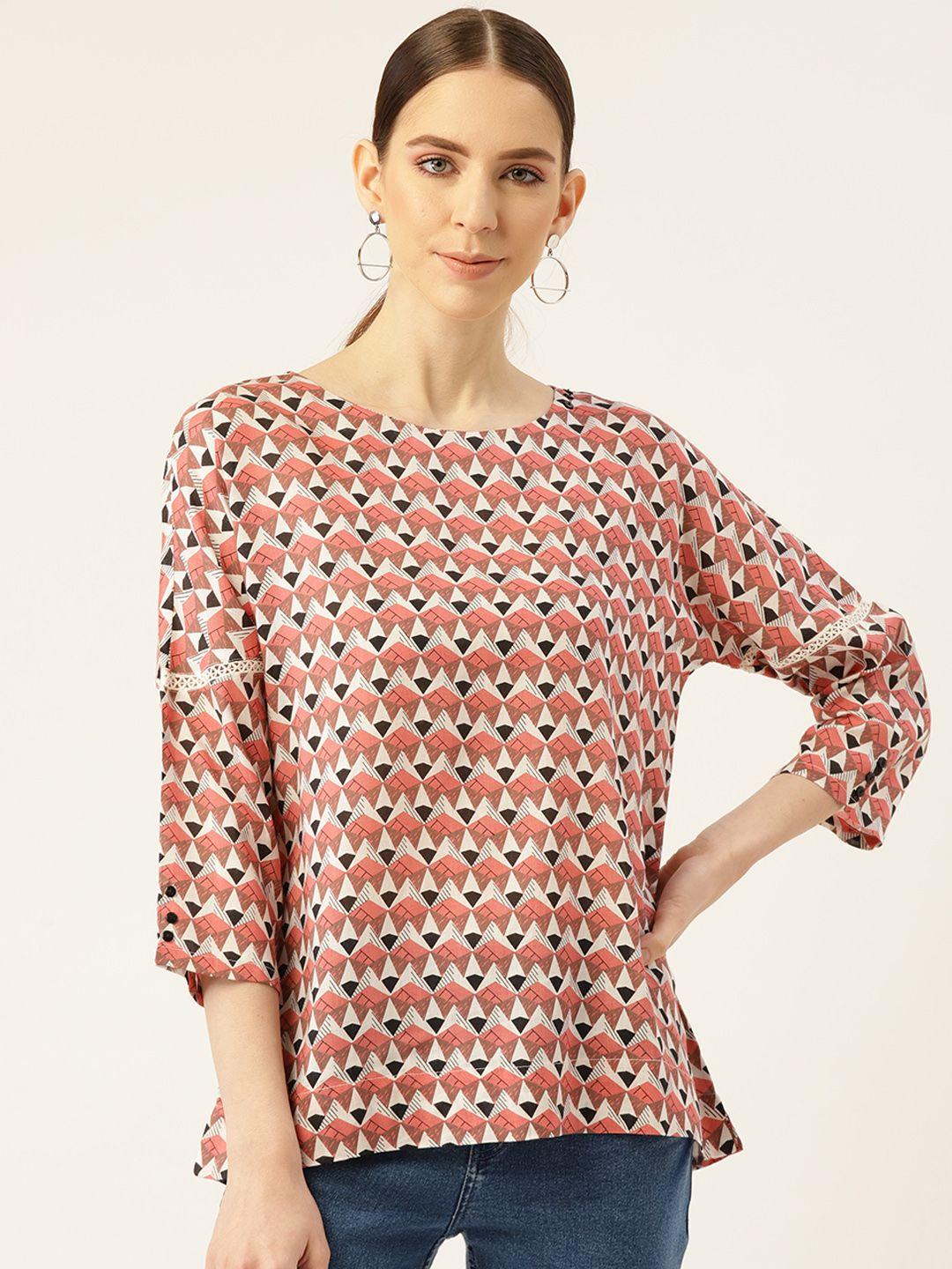off label women peach-coloured printed top