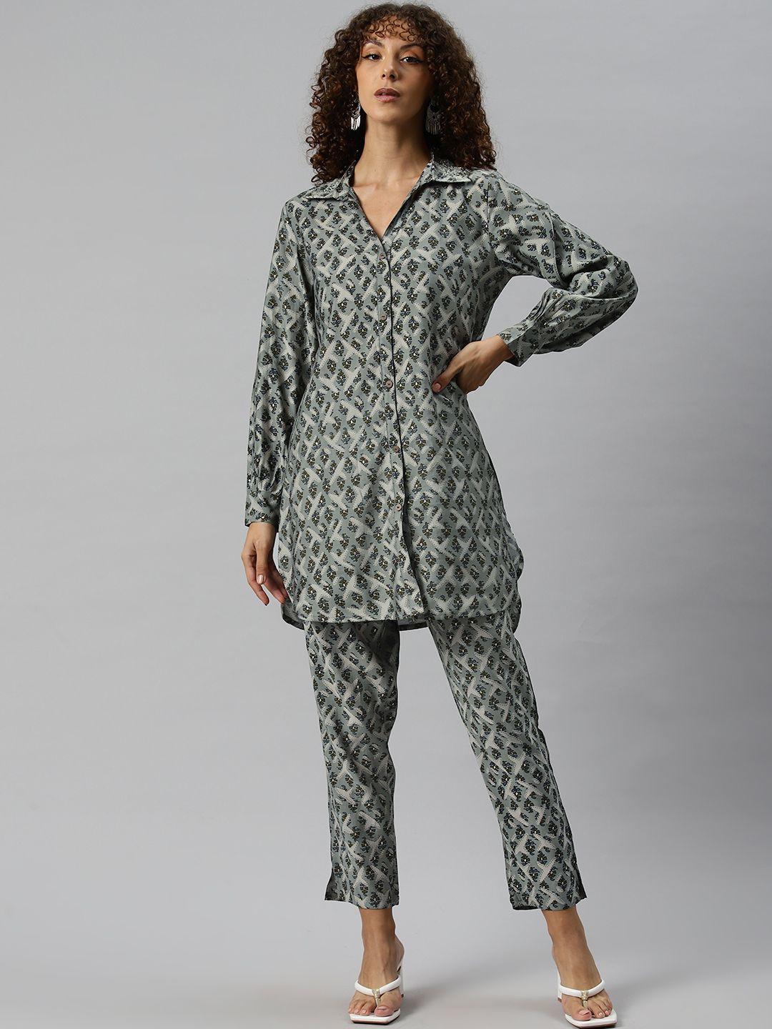 off label women printed shirt with palazzos