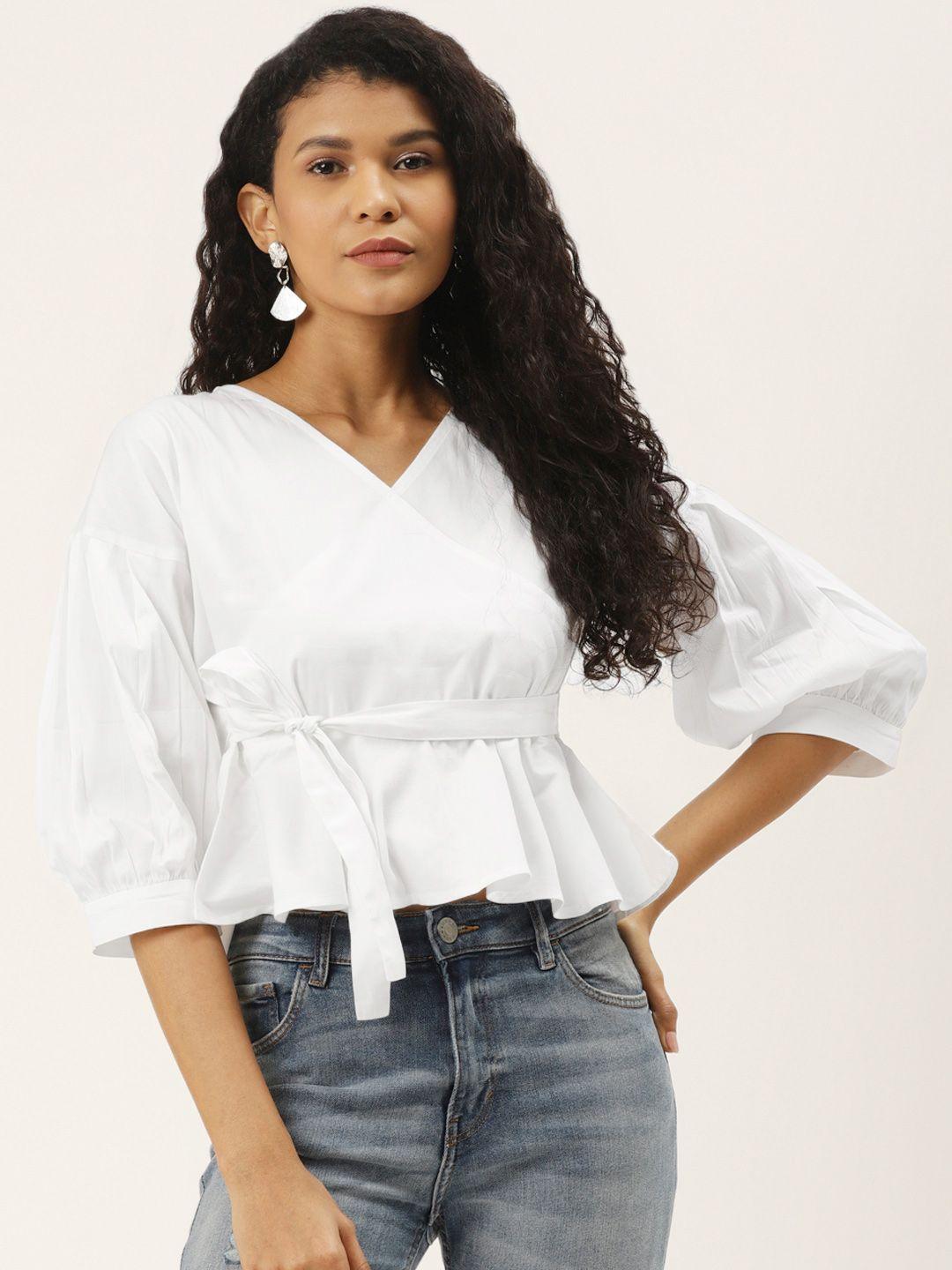 off label women white solid wrap top