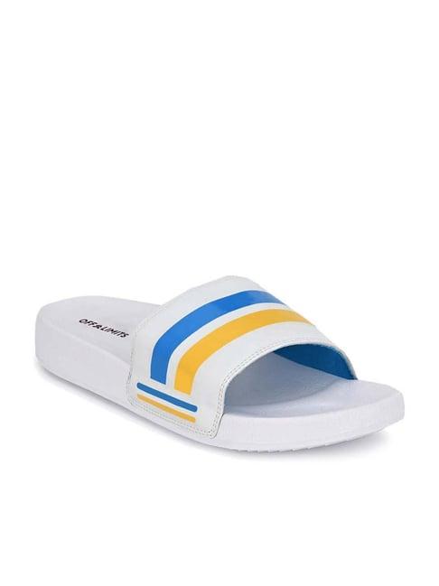 off limits men's white & blue slides