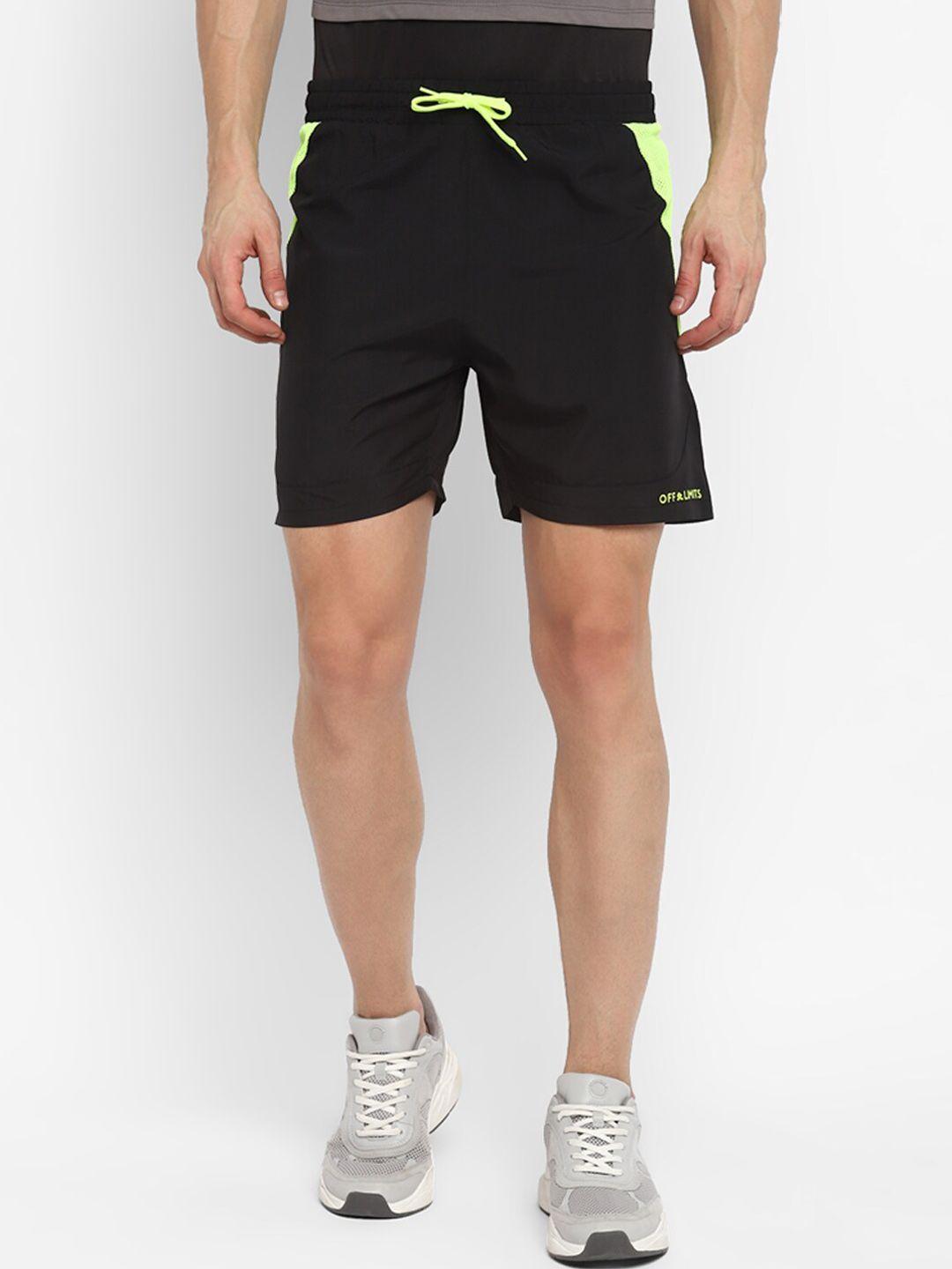 off limits men black slim fit sports shorts with antimicrobial technology