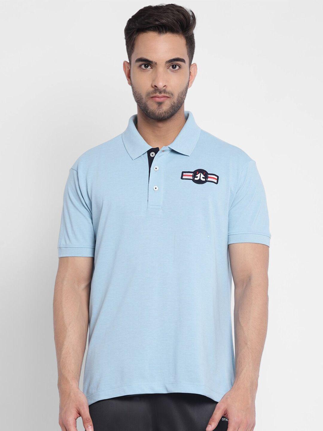 off limits men blue polo collar antimicrobial applique t-shirt