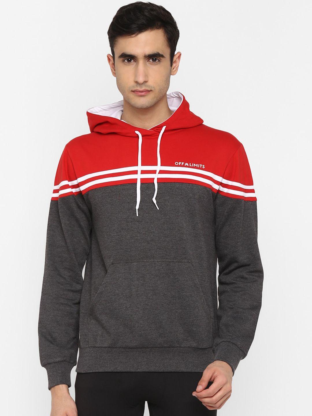 off limits men charcoal grey and red colourblocked sweatshirt