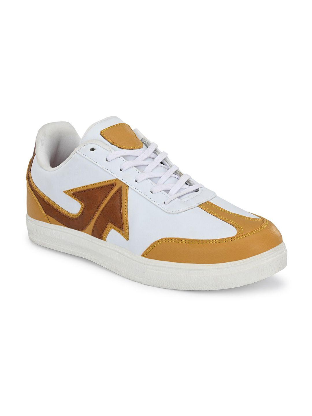 off limits men white & mustard yellow colourblocked sneakers