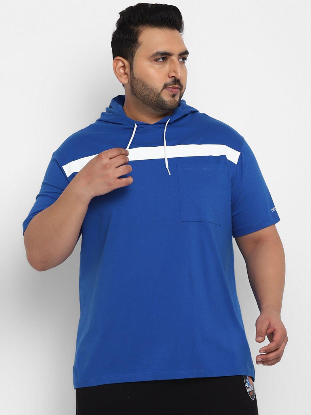 off limits plus size colourblocked hooded cotton regular fit t-shirt
