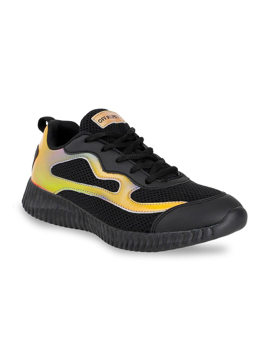 off limits women black & yellow mesh running shoes