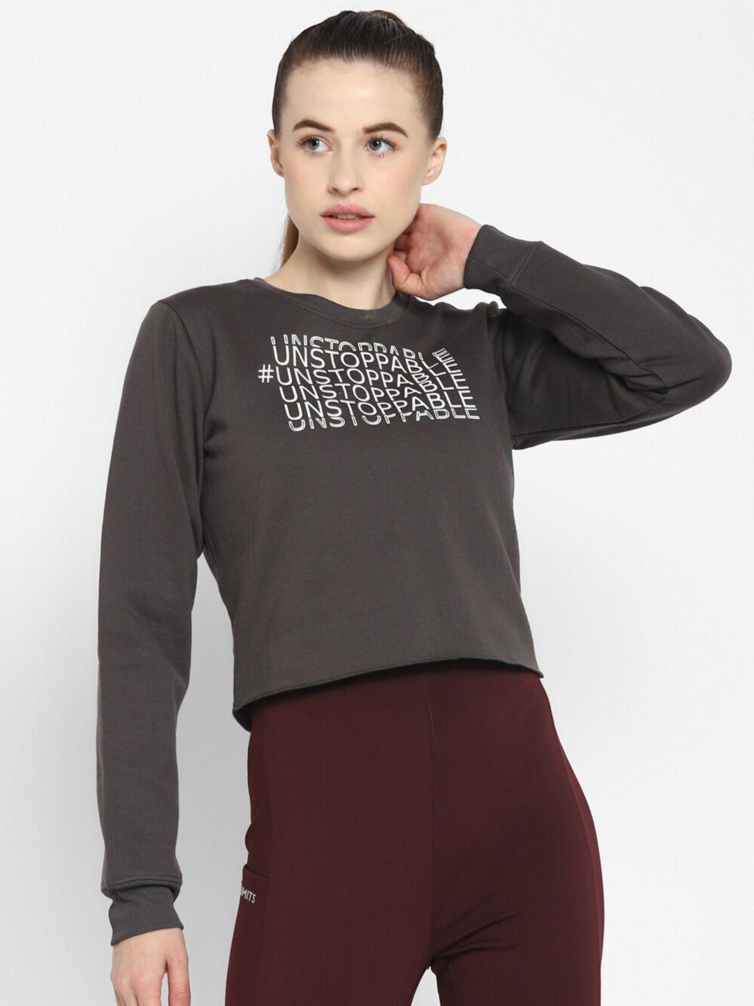 off limits women grey printed cotton sweatshirt