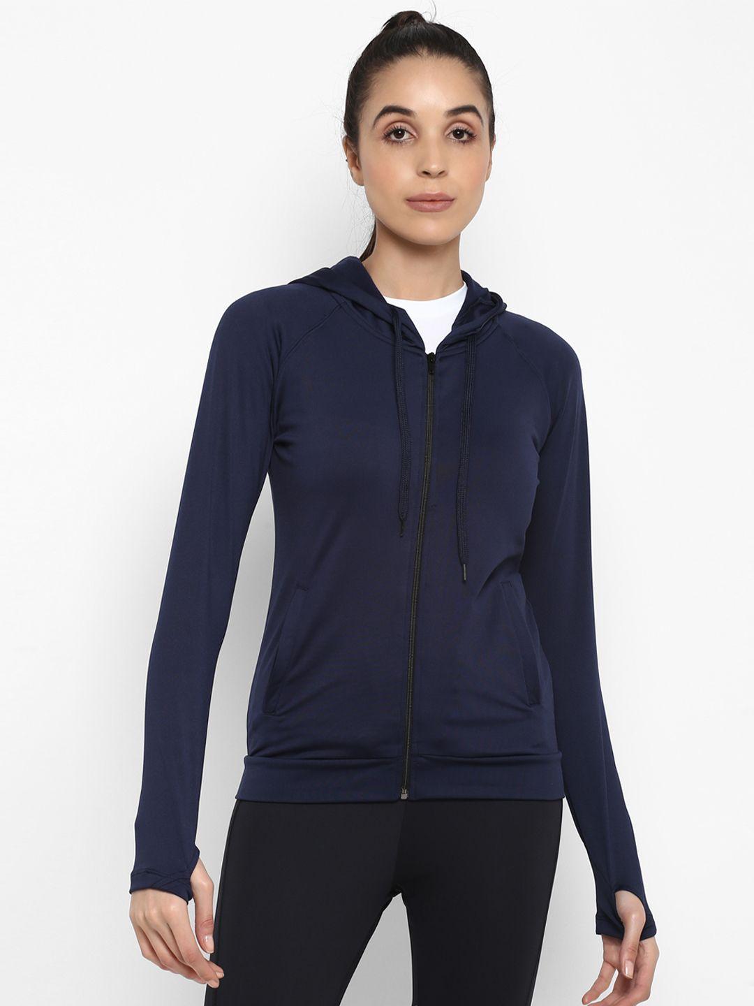 off limits women navy blue printed lightweight sporty jacket