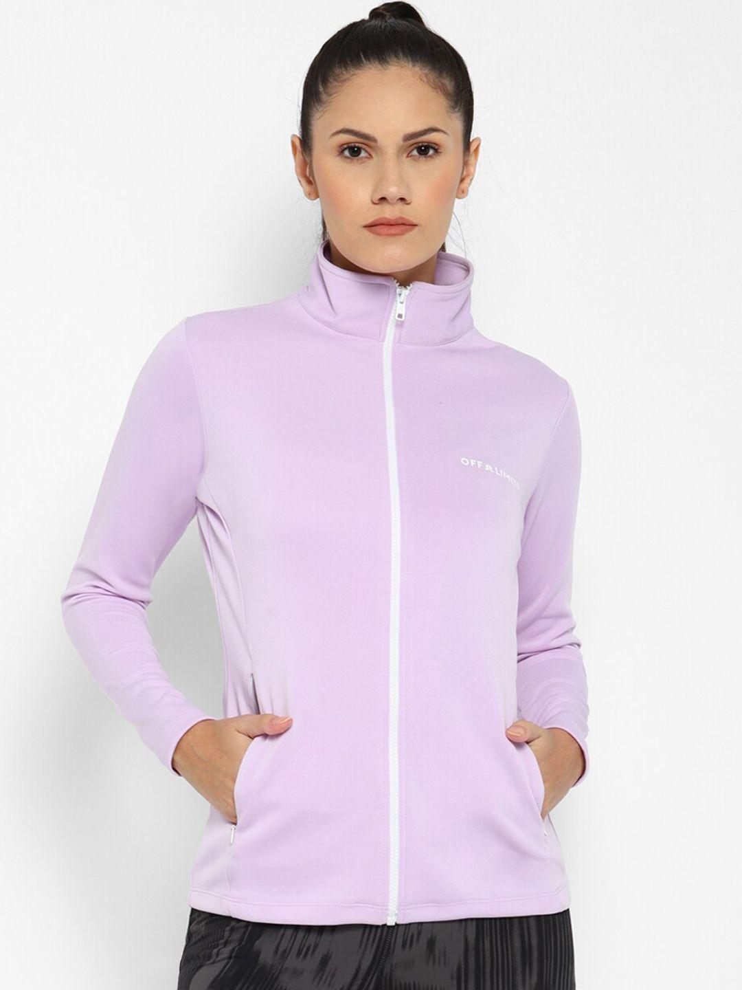 off limits women purple floral colourblocked lightweight longline training or gym sporty jacket