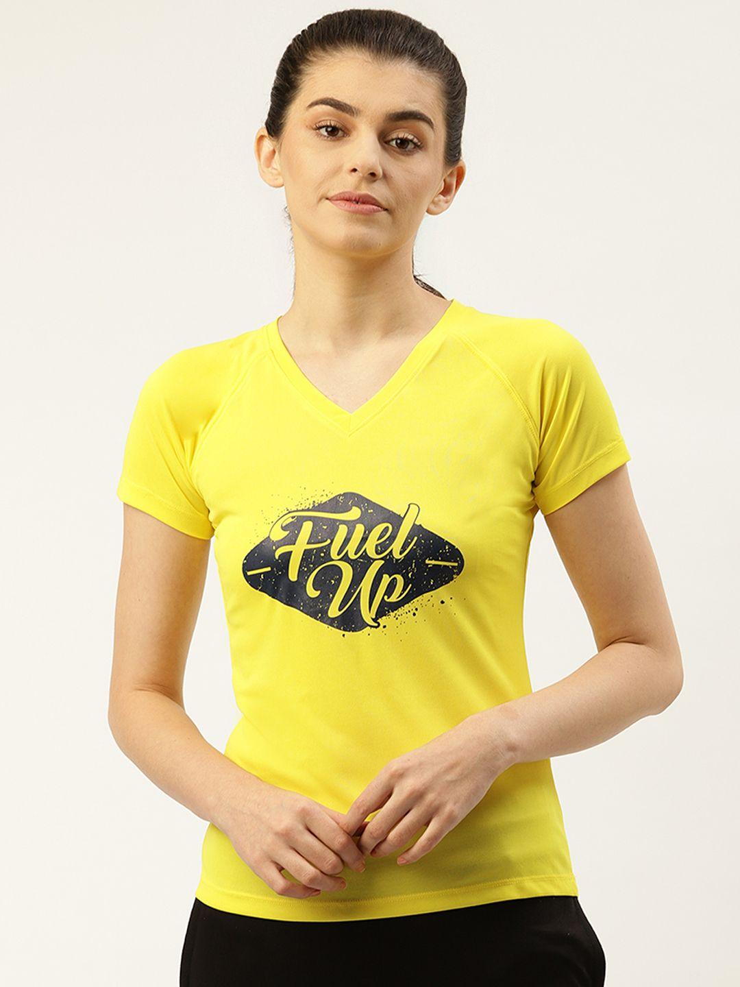 off limits women yellow printed v-neck t-shirt