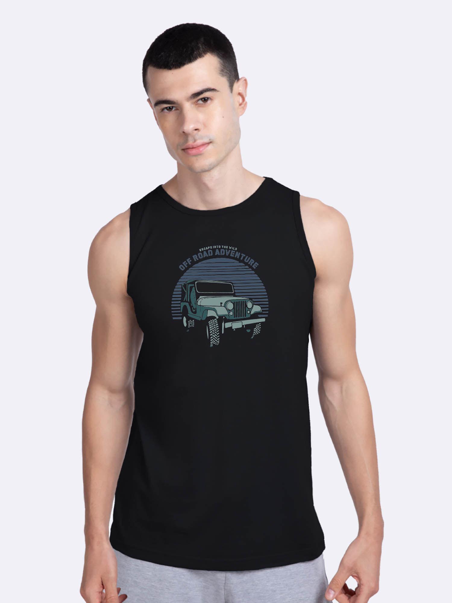 off road jeep round neck vest black