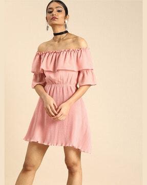 off-shoulder a-line dress