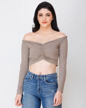 off-shoulder crop length top