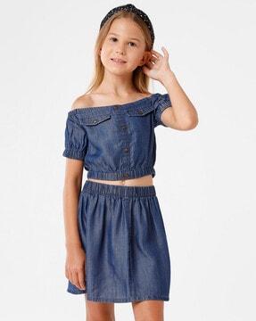 off-shoulder denim top