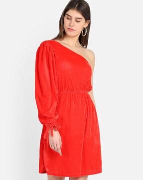 off-shoulder fit & flare dress